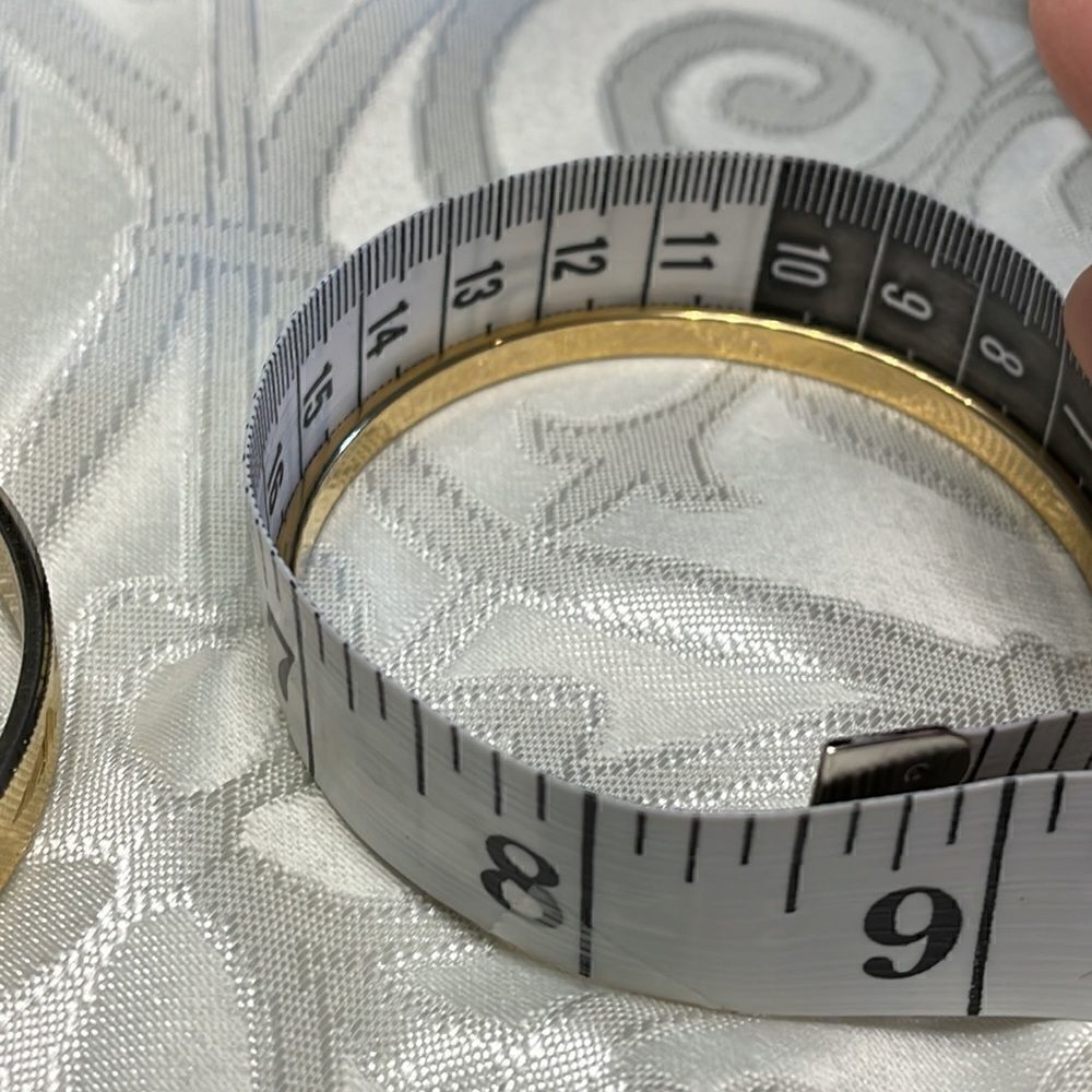 Two gold tone bracelets: one is vintage hinged & other is Monet faceted bangle - Picture 12 of 13